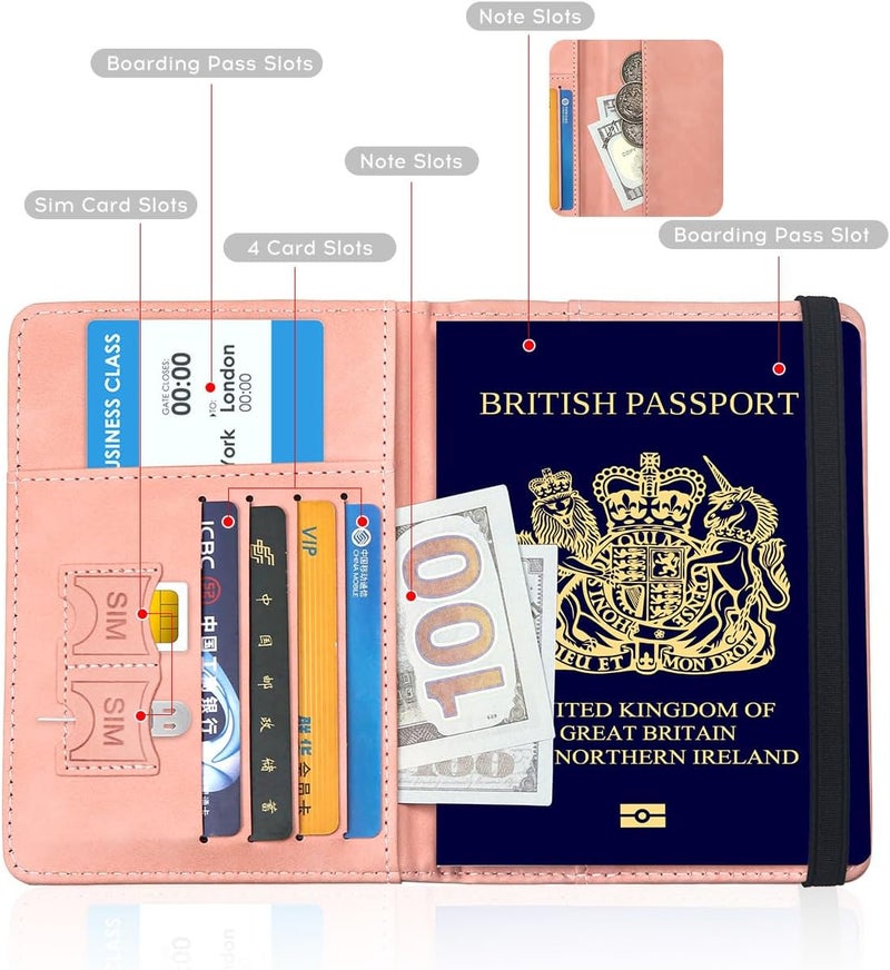 ILIYAH -Passport Cover-Passport Holder Travel Wallet-RFID-Blocking Passport Case Travel Accessories Card Holder Wallet Unisex Travel Gifts（Pink） - Image 5